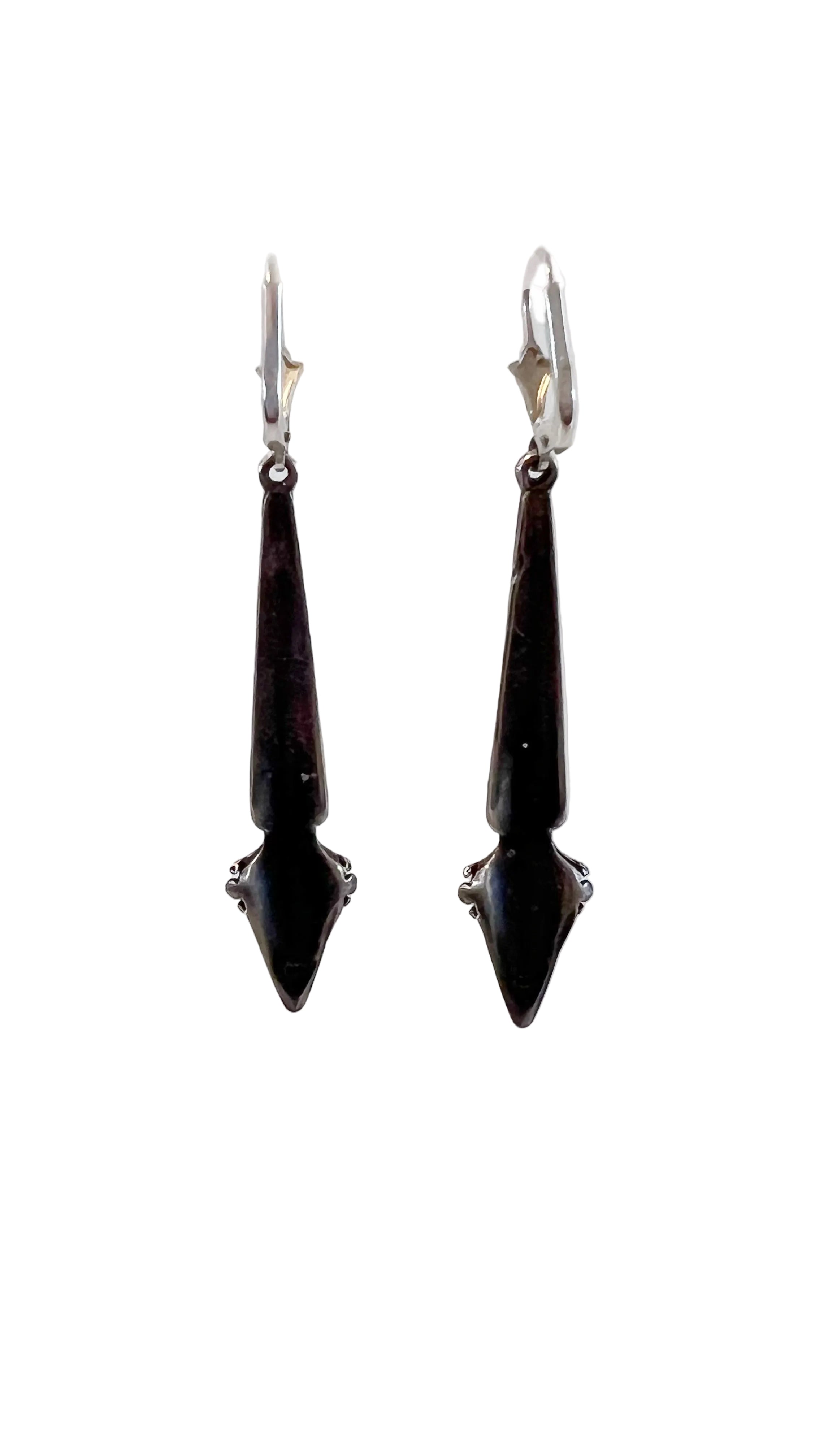 Vintage Sterling Silver Long Spear Drop Earrings