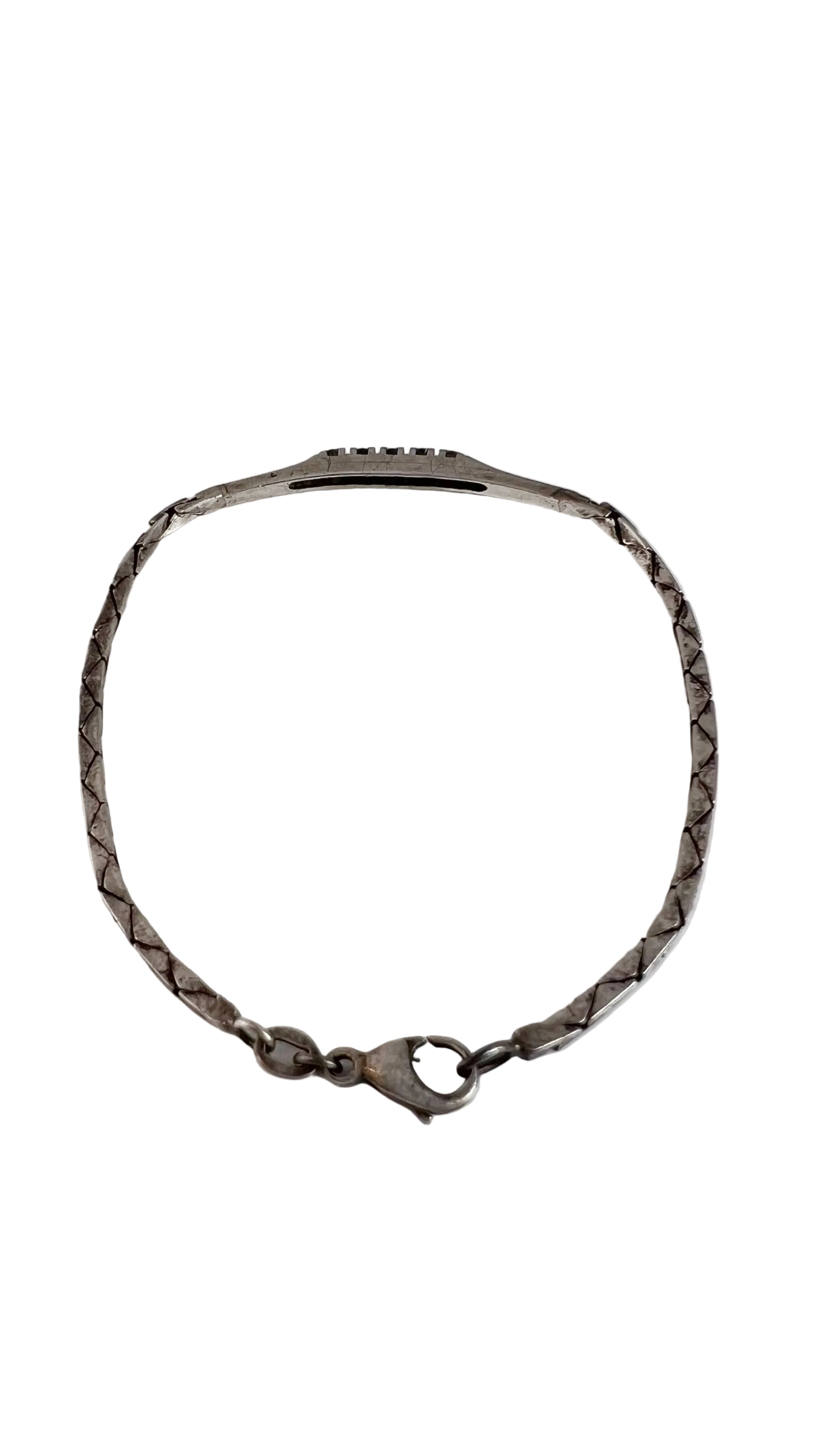 Vintage Sterling Silver Bar Bracelet with Clear Stones