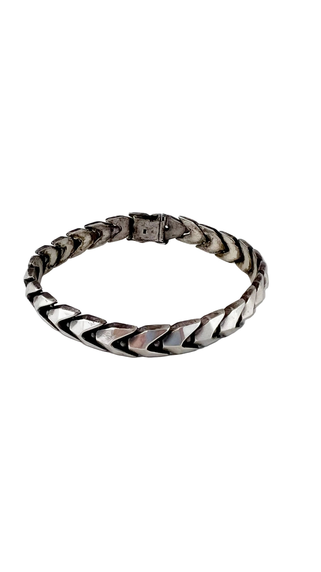 Vintage Sterling Silver Chevron Link Bracelet
