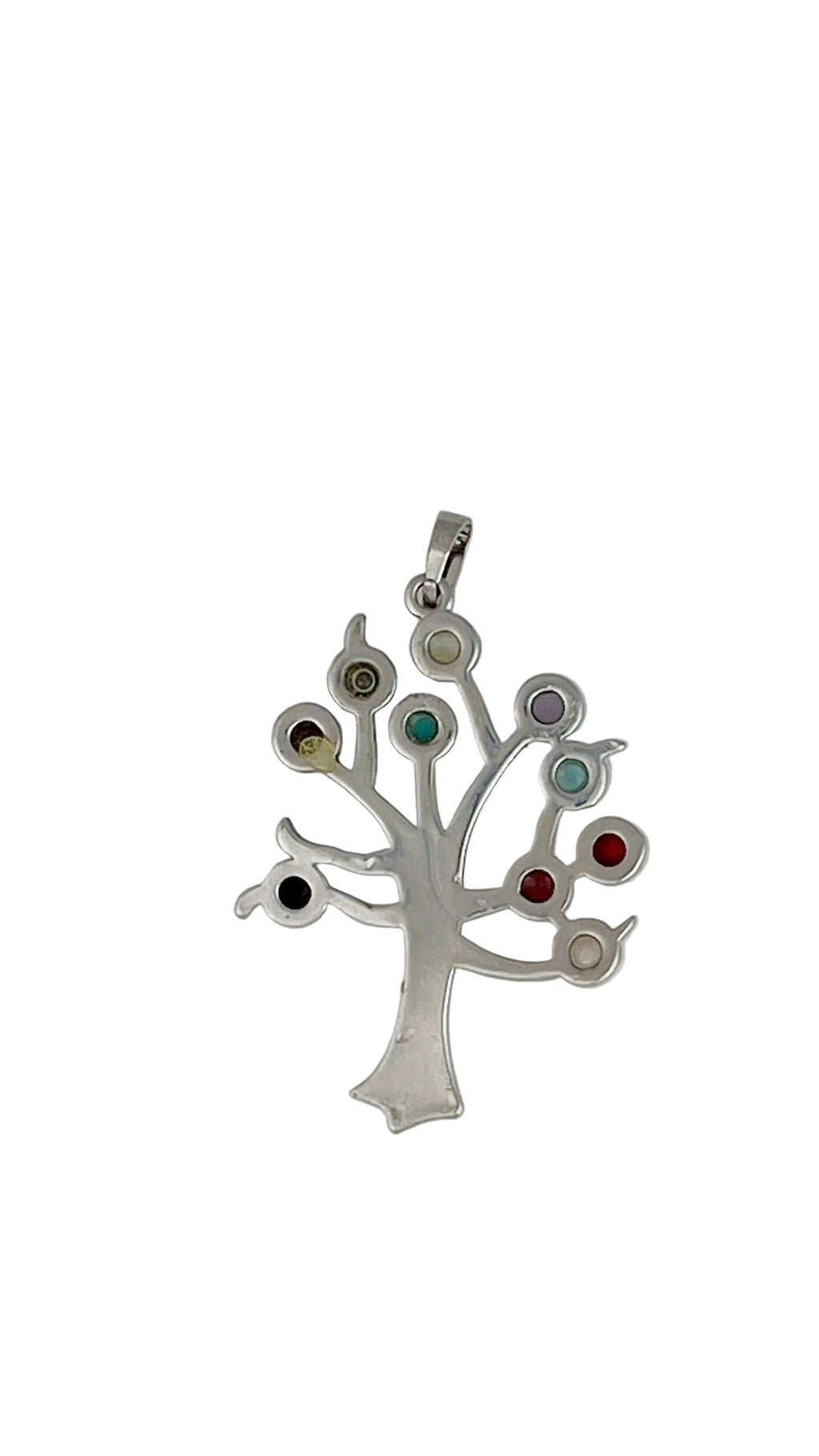 Sterling Silver Tree of Life Pendant with Multicolor Gemstones