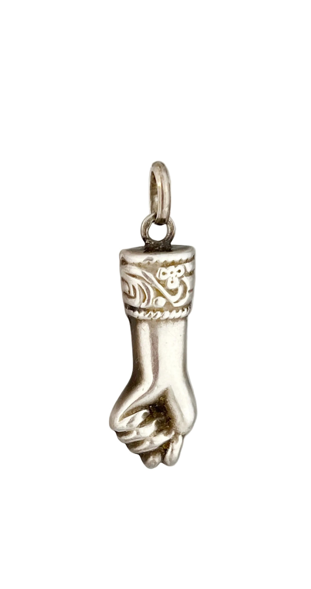 Vintage Sterling Silver Mano Fico Hand Pendant