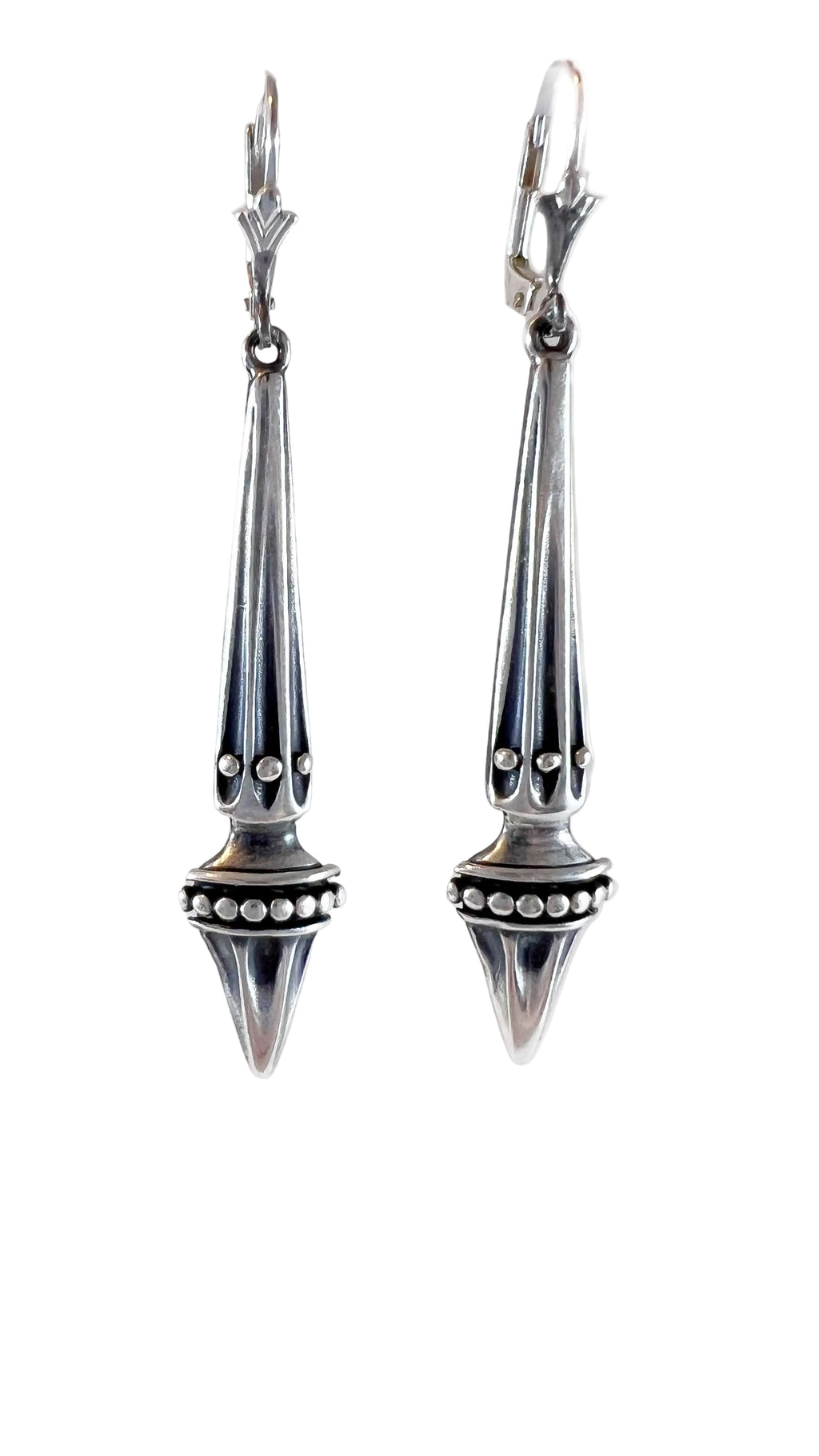 Vintage Sterling Silver Long Spear Drop Earrings